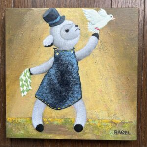 アクリル画 のおすすめ作品・人気作家 黄色 ぬいぐるみ イエロー 子山羊 クラシカルマジック インテリア絵画 アート