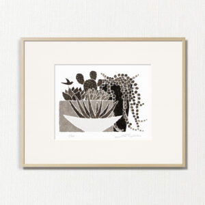 版画 のおすすめ作品・人気作家 モノクロ 植物 白 黒 fineart modernart Nature インテリアアート グリーンネックレス サボテン ファインアート モダン モダンアート 多肉植物 観葉植物 霧吹き 静物 額付き 額装品 サンセベリアと多肉植物とグリーンネックレス（MP-006-4・半切） インテリア絵画 アート