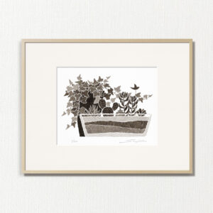 版画 のおすすめ作品・人気作家 モノクロ 植物 白 黒 fineart modernart Nature アイビー インテリアアート サボテン ファインアート モダン モダンアート 多肉植物 観葉植物 静物 額付き 額装品 アイビーと多肉植物（MP-007-4・半切） インテリア絵画 アート