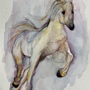 水彩画 のおすすめ作品・人気作家 動物 yuka artworks Yuka Mitsufuji アート販売 アート買う ミツフジユカ 光藤有佳 水彩 馬 走る馬 インテリア絵画 アート