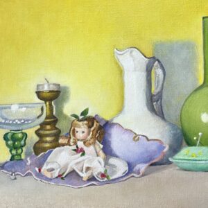 油絵 のおすすめ作品・人気作家 油彩 油絵 黄色 doll music still life  可愛い イエロー グリーン ドール ロリータ 人形 可愛い 緑 静物画 音楽 黄色 Scat インテリア絵画 アート