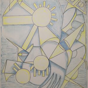 油絵 のおすすめ作品・人気作家 黄色 一点もの 水色 激レア 珍しい 青色 空と遊ぶ インテリア絵画 アート