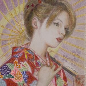 手描きイラスト のおすすめ作品・人気作家 女性 和装 女の子，晴れ着，お正月，和風 日本 着物 一華 インテリア絵画 アート