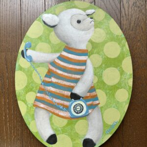 アクリル画 のおすすめ作品・人気作家 動物 緑 ぬいぐるみ グリーン 子山羊 リンリン インテリア絵画 アート