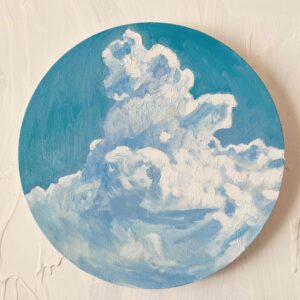 絵画 のおすすめ作品・人気作家 空　風景　油彩　円形 直径30㎝「空 その7」油彩・絵画・原画・丸形・アートパネル インテリア絵画 アート