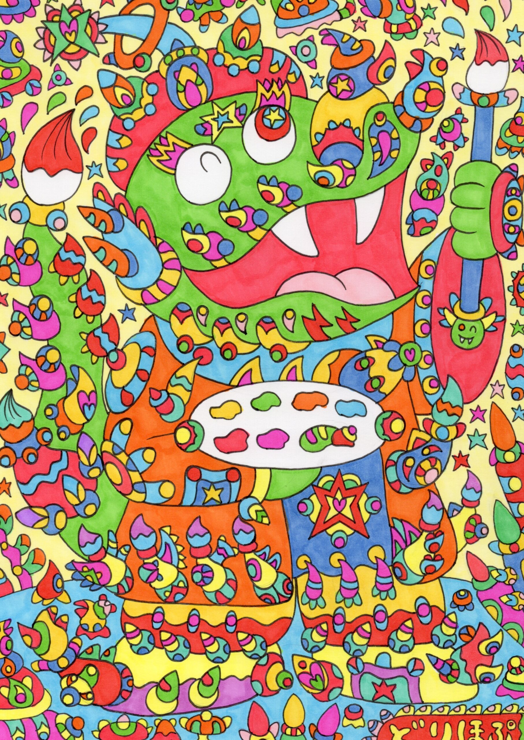 絵画 のおすすめ作品・人気作家 ペン アーティスト アート インテリア ドラゴン ベレー帽 竜 筆 絵 絵画 龍 アーティストの竜 インテリア絵画 アート