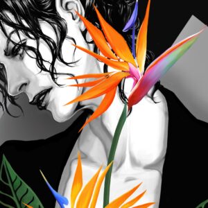 デジタルイラスト のおすすめ作品・人気作家 モノクロ 人物 花 ストレリチア Splendor インテリア絵画 アート