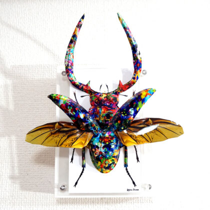 彫刻 レリーフ 立体アート のおすすめ作品・人気作家 立体 contemporary クワガタ コンテンポラリーアート ポップアート 彫刻 昆虫 煌めくクワガタは羽を広げる インテリア絵画 アート