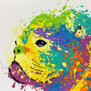 アクリル画 のおすすめ作品・人気作家 動物犬カラフルポップアート ブルドッグ インテリア絵画 アート