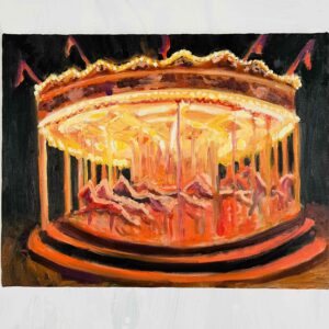 絵画 のおすすめ作品・人気作家 油彩 メリーゴーランド 32×41㎝「夜のメリーゴーランド6」原画・油彩画・F6　 インテリア絵画 アート