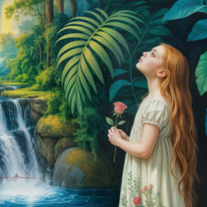 版画 のおすすめ作品・人気作家 動物 自然 少女 幻想 現代アート Girl in the jungle-20250910-c インテリア絵画 アート