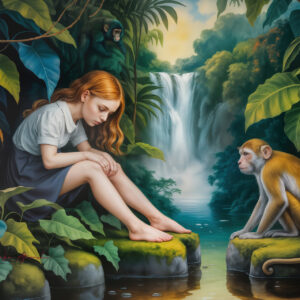 版画 のおすすめ作品・人気作家 動物 自然 少女 幻想 現代アート Girl in the jungle-20250910-d インテリア絵画 アート