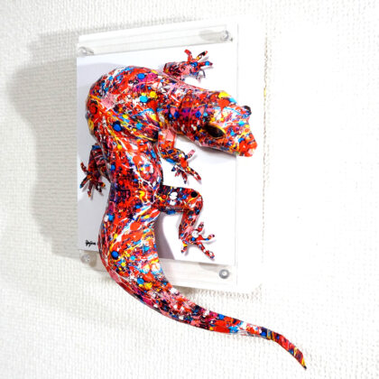 彫刻 レリーフ 立体アート のおすすめ作品・人気作家 動物 立体 contemporary コンテンポラリーアート トカゲ ポップアート 彫刻 アバンギャルドなトカゲは後ろを振りかえる インテリア絵画 アート
