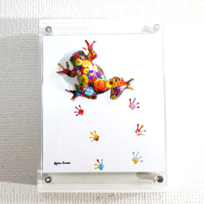 彫刻 レリーフ 立体アート のおすすめ作品・人気作家 動物 立体 contemporary カエル コンテンポラリーアート トカゲ ポップアート 彫刻 花カエルは花模様を残す インテリア絵画 アート