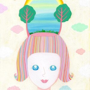 絵画 のおすすめ作品・人気作家 アクリルガッシュ カラフル ピンクの湖 インテリア絵画 アート