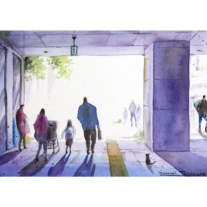 水彩画 のおすすめ作品・人気作家 イラスト 光 水彩画 猫 アート 人 出口 原画 東京 水彩 秋葉原 絵画 街 風景 風景画 駅 駅 インテリア絵画 アート