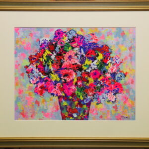 絵画 のおすすめ作品・人気作家 花 静物画色彩豊かな絵明るい絵 「Flowers」(NO.2601) / 6号F / ケント紙（0.5ミリ厚)にアクリル絵の具不透明 / 額付きー額はガラスでなくアクリル板付きです－額は取り寄せになりますので1週間ほどお待ち願います / 安本太ん 芸大卒 / 画像をクリックすると拡大画像になります インテリア絵画 アート