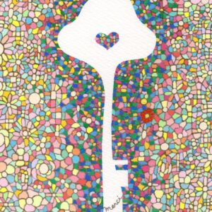 絵画 のおすすめ作品・人気作家 アクリルガッシュ colorful key アクリル画 カラフル 鍵 夢開く鍵 インテリア絵画 アート