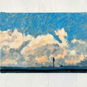 絵画 のおすすめ作品・人気作家 空 雲 高速道路 原画　油彩画「近所の風景　高速と空」絵画・サムホールサイズ（16×23㎝） インテリア絵画 アート