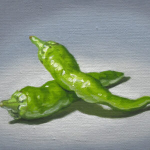 油絵 のおすすめ作品・人気作家 緑 写実 静物画 甘長とうがらし インテリア絵画 アート