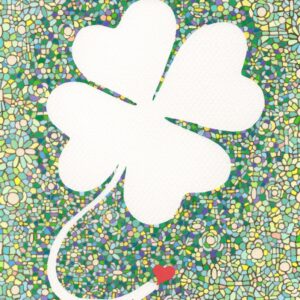 絵画 のおすすめ作品・人気作家 アクリルガッシュ 緑 colorful アクリル画 グリーン 四つ葉 花柄 見つける幸せ インテリア絵画 アート