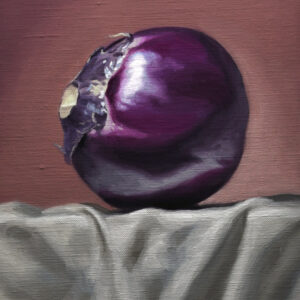 油絵 のおすすめ作品・人気作家 写実 紫 茶色 静物画 イタリア丸ナス インテリア絵画 アート