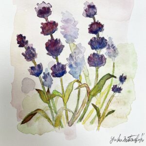 水彩画 のおすすめ作品・人気作家 yuka artworks Yuka Mitsufuji アート販売 アート買う ボタニカル ボタニカルアート ミツフジユカ ラベンダー 光藤有佳 水彩 ボタニカルラベンダー インテリア絵画 アート