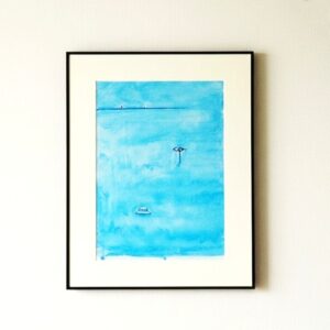 水彩画 のおすすめ作品・人気作家 イラスト 海 blue 原画 水彩 水彩絵の具 青 風景 風景画 「思い出の海」 インテリア絵画 アート