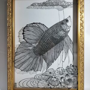 工芸(陶芸 ガラス 彫金 木工 染織/テキスタイル) のおすすめ作品・人気作家 切り絵 ペーパーアート 額装作品 一点物 ベタ 魚 影 命~つなぐ~ インテリア絵画 アート