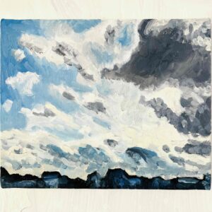 絵画 のおすすめ作品・人気作家 油彩 空 風景 油彩画　原画「近所の風景　その3」アート　絵画 22×27㎝ F3　キャンバス インテリア絵画 アート