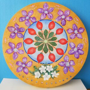 油絵 のおすすめ作品・人気作家 ピンク 白 緑 花 赤 黄色 イチリンソウ クコ フルーツ ベージュ 実 展開 枸杞 漢方 紫 葉 青 黄緑 クコ　Matrimony vine インテリア絵画 アート