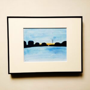 水彩画 のおすすめ作品・人気作家 イラスト blue 原画 水彩 水彩絵の具 青 風景 風景画 「夕刻」 インテリア絵画 アート