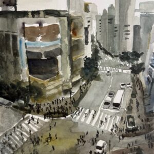 水彩画 のおすすめ作品・人気作家 スクランブル交差点 渋谷 透明水彩 風景 交差 インテリア絵画 アート