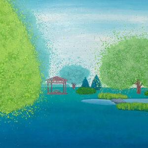 アクリル画 のおすすめ作品・人気作家 森 緑 自然 エメラルド ターコイズ 山 川 青 風景画 緑の公園 インテリア絵画 アート