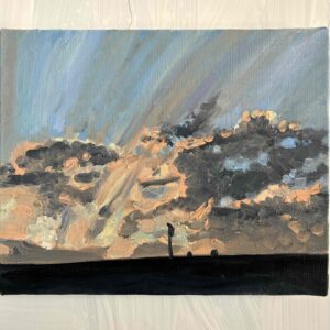 絵画 のおすすめ作品・人気作家 空　高速道路 油彩画　原画「近所の風景　高速と空２」アート　絵画 22×27㎝ F3　キャンバス インテリア絵画 アート