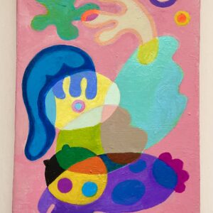 アクリル画 のおすすめ作品・人気作家 抽象画 アクリル絵画 ピンク色 小さい絵 ソファで寝かせて インテリア絵画 アート