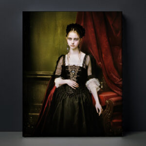 複製画 アートパネル のおすすめ作品・人気作家 女性 アート ファンタジー ポートレート 神秘的 絵画 肖像画 深紅の帳と漆黒の衣を纏う常夜の姫君 | The Princess of Eternal Night Clad ─ Mystique in Petite #019 ─ インテリア絵画 アート