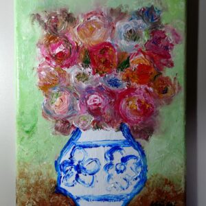 油絵 のおすすめ作品・人気作家 油絵 花 花瓶 虹の下に咲く花 インテリア絵画 アート