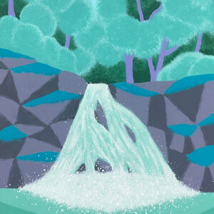 アクリル画 のおすすめ作品・人気作家 森 緑 自然 エメラルド ターコイズ 水 青 風景画 滝 インテリア絵画 アート