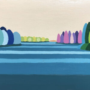 アクリル画 のおすすめ作品・人気作家 ピンク 緑 自然 エメラルド オレンジ ターコイズ 湖 風景 湖畔 インテリア絵画 アート