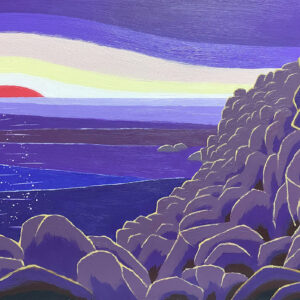 アクリル画 のおすすめ作品・人気作家 海 夕暮れ 紫 風景画 岩礁 インテリア絵画 アート