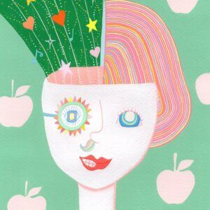 絵画 のおすすめ作品・人気作家 アクリルガッシュ カラフル グリーン どっちで生きる? インテリア絵画 アート