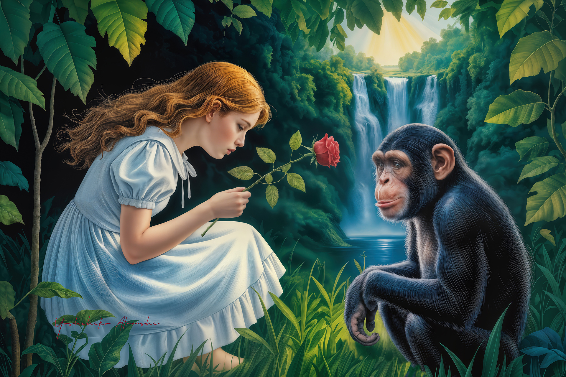 版画 のおすすめ作品・人気作家 動物 自然 少女 幻想 現代アート Girl in the jungle-20250910-e インテリア絵画 アート