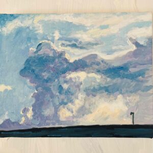 絵画 のおすすめ作品・人気作家 油彩 風景 油彩画　原画「近所の風景　高速と神々の記憶が投影された空」アート　絵画 22×27㎝ F3　キャンバス インテリア絵画 アート