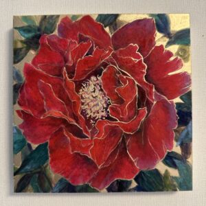 日本画 のおすすめ作品・人気作家 花 赤 ゴールド 日本画 牡丹 赤牡丹 インテリア絵画 アート