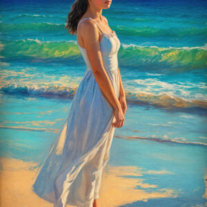 版画 のおすすめ作品・人気作家 人物 女性 海 自然 砂浜 風景 海辺の詩 （う た）-20250930-b インテリア絵画 アート