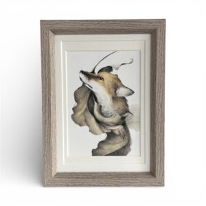 アクリル画 のおすすめ作品・人気作家 くすみカラー キツネ スモーキーカラー ニュアンスカラー ミニアート 動物の絵 小さな絵 心象 silence インテリア絵画 アート