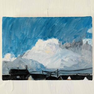 絵画 のおすすめ作品・人気作家 油彩 朝 風景 原画　油彩画「朝雲」絵画・アート・キャンバス・サムホールサイズ（16×23㎝） インテリア絵画 アート