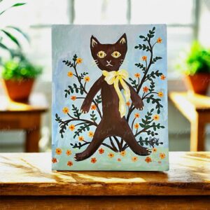 絵画 のおすすめ作品・人気作家 猫お花金木犀花畑茶色 猫と花・金木犀 インテリア絵画 アート