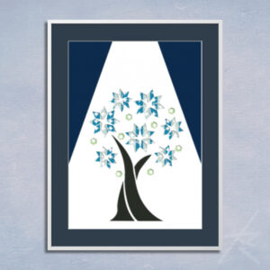 デジタルイラスト のおすすめ作品・人気作家 黒 カラフル デジタルアート 切り絵 幾何学 貼り絵 雪 青 きらめき 5 -雪- インテリア絵画 アート